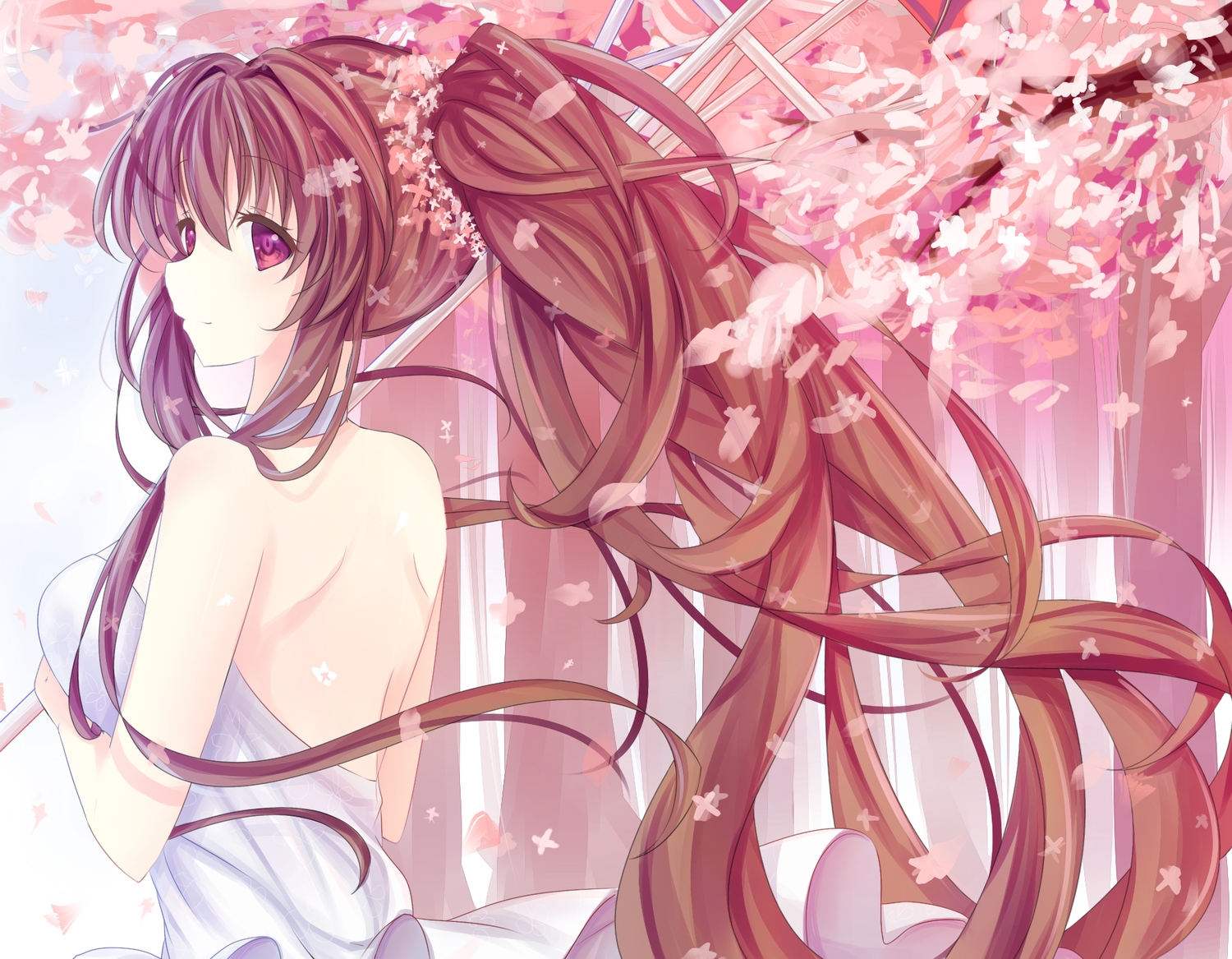 anthropomorphism, brown_hair, choker, kantai_collection, long_hair, pink_eyes, vebonbon, yamato_(kancolle)