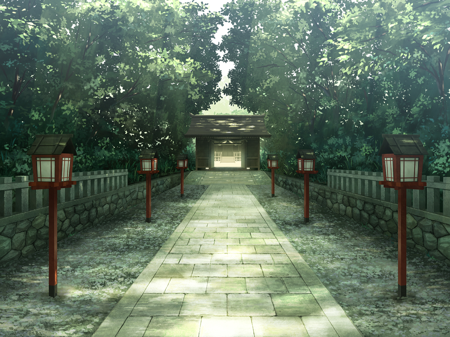 building, no_humans, original, sakais3211, shrine, tree