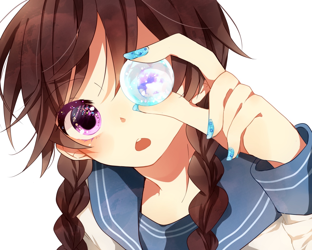 braids, brown_hair, close, long_hair, naoton, original, purple_eyes, school_uniform