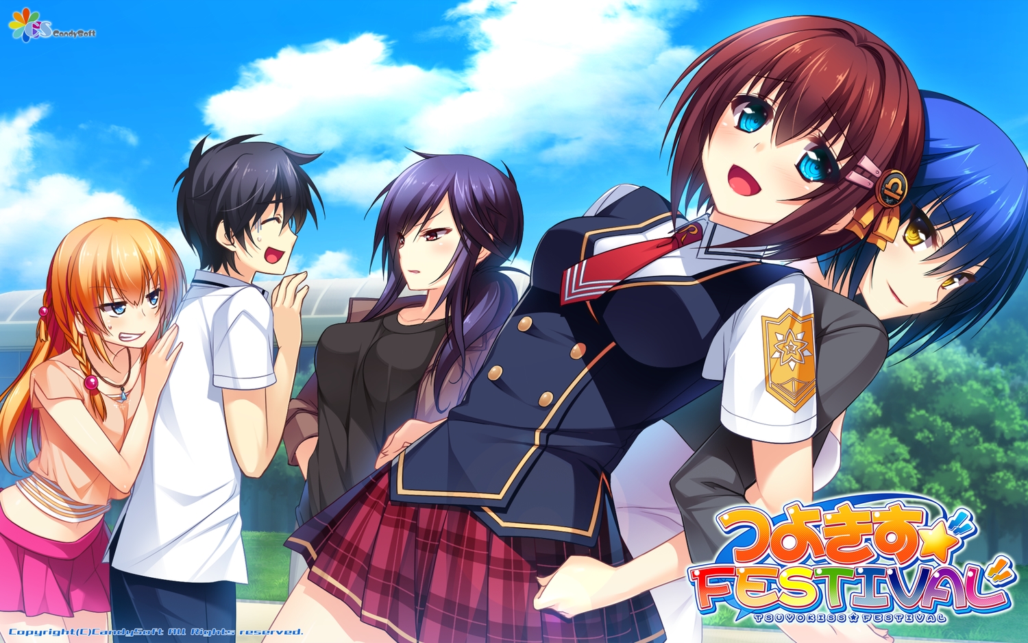 amagai_yukino, black_hair, blonde_hair, blue_eyes, blue_hair, brown_eyes, brown_hair, candysoft
