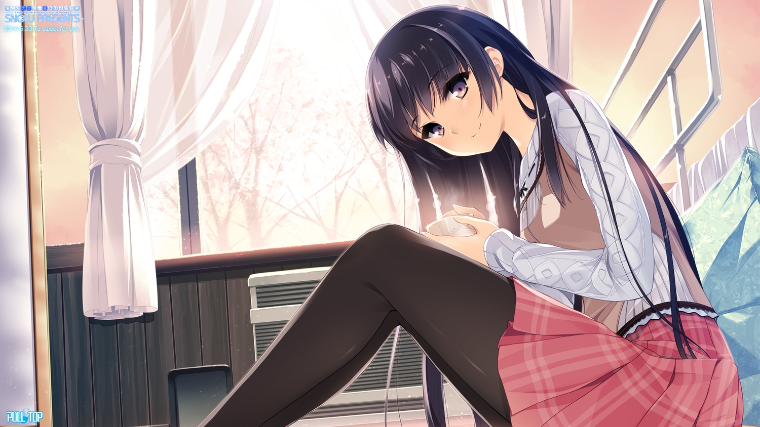black_hair, habane_kotori, kono_oozora_ni_tsubasa_wo_hirogete, long_hair, pantyhose, pulltop, skirt, yashima_takahiro