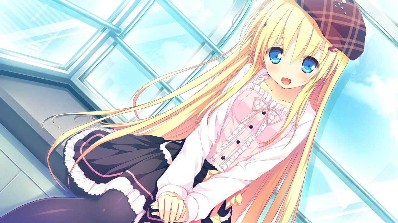 alcot, blonde_hair, blue_eyes, clover_day's, dress, game_cg, hat, long_hair
