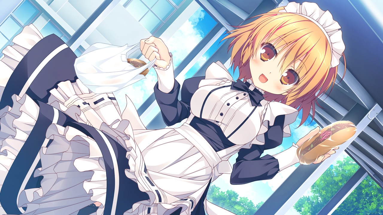 alcot, brown_eyes, chikotam, clover_day's, game_cg, headband, maid, orange_hair