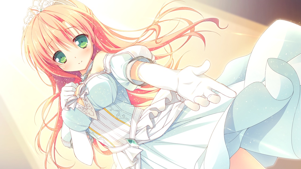 alcot, chikotam, clover_day's, dress, elbow_gloves, game_cg, gloves, green_eyes