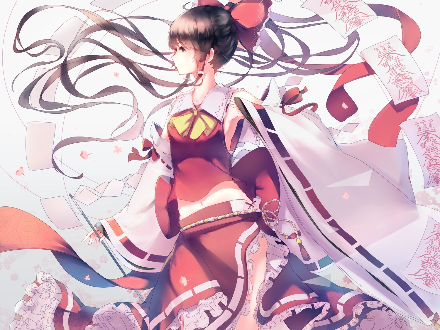 bow, brown_eyes, brown_hair, hadean92, hakurei_reimu, japanese_clothes, long_hair, miko