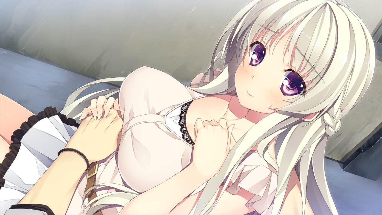 effordom_soft, game_cg, jyukishi_cutie_bullet, long_hair, purple_eyes, reina_de_medishi, white_hair, yuuki_hagure