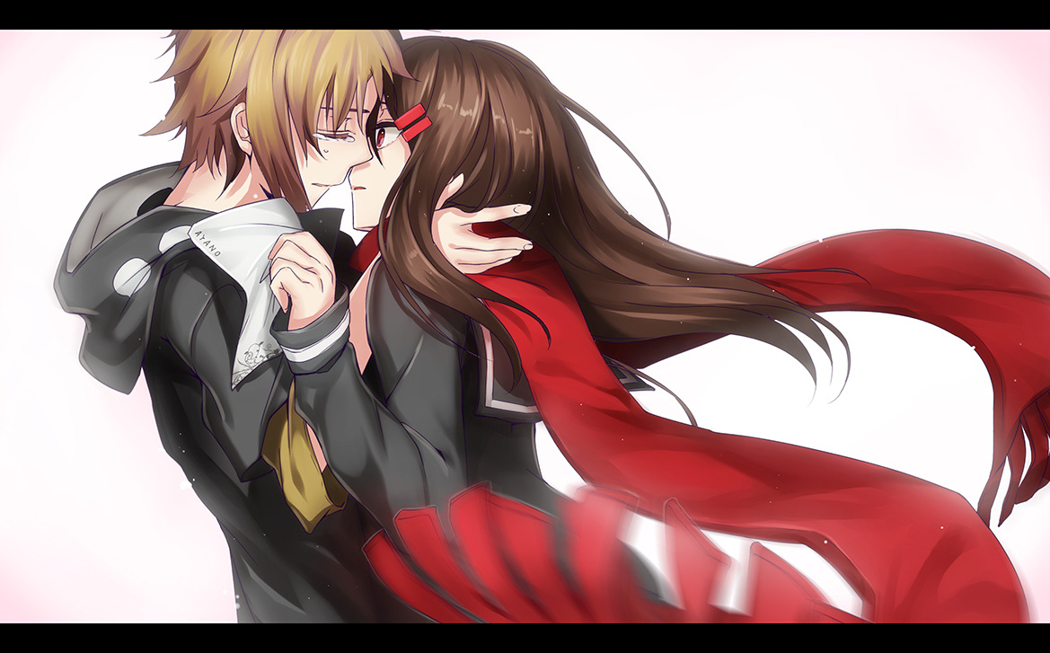aki663, blonde_hair, brown_hair, kagerou_project, kano_shuuya, long_hair, male, red_eyes