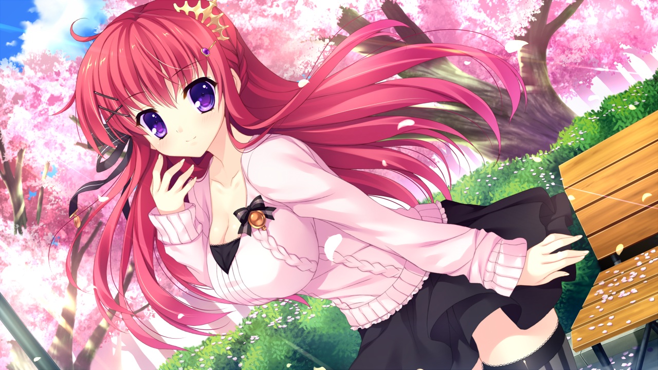 alia's_carnival, cherry_blossoms, flowers, game_cg, long_hair, mitha, nanawind, ousaka_asuha