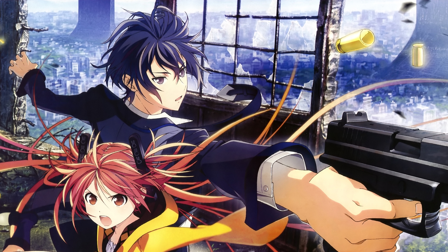 aihara_enju, black_bullet, black_hair, boots, cropped, gun, male, satomi_rentarou