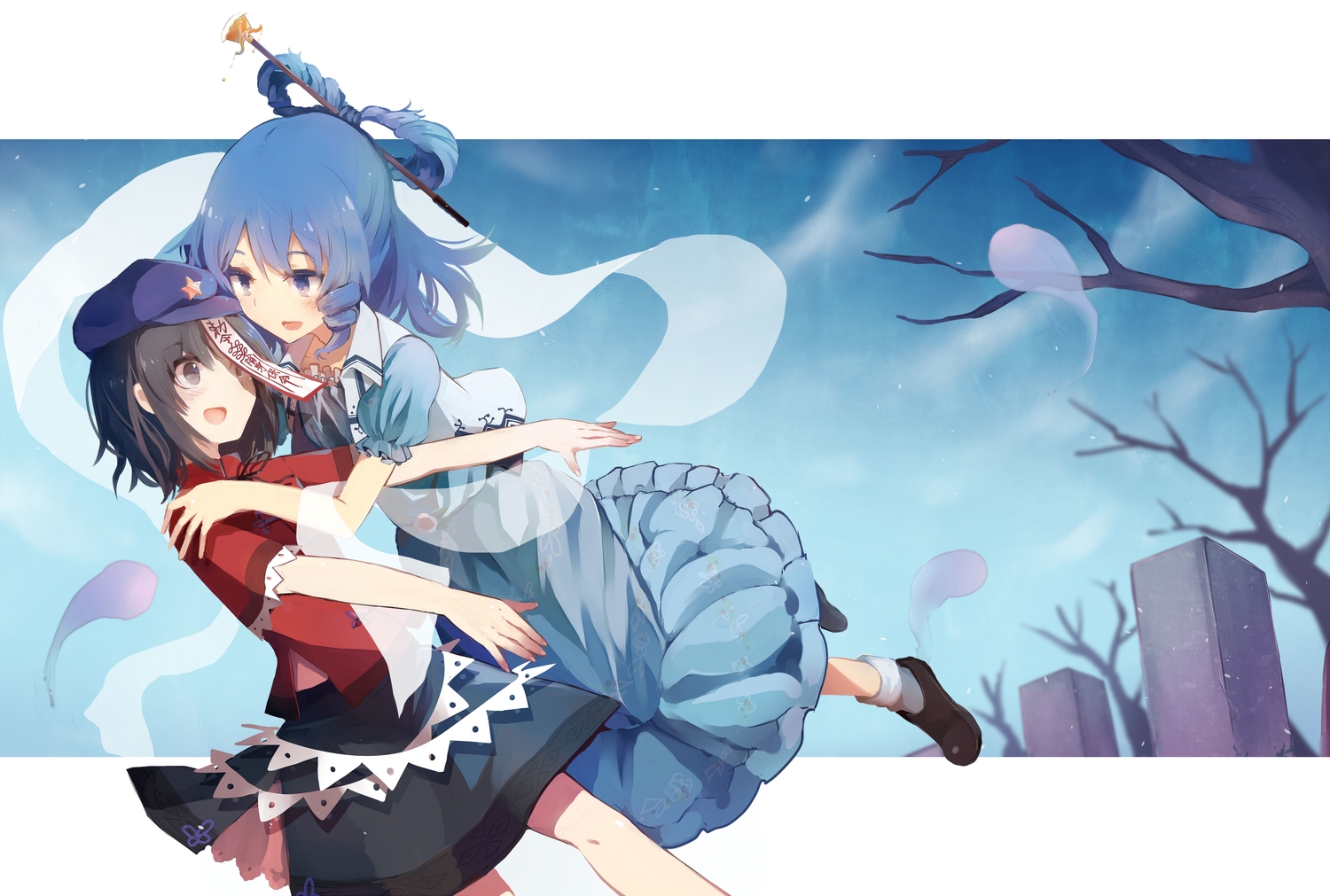 kaku_seiga, miyako_yoshika, tare_orz, touhou