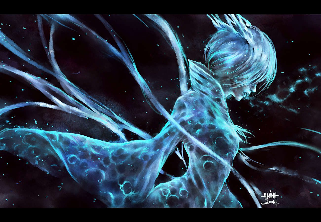 aqua_hair, bleach, blue_hair, kuchiki_rukia, nanfe, short_hair, signed, white_hair