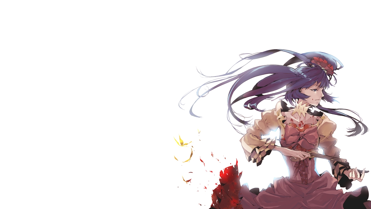35_(pixiv), animal, blood, blue_eyes, blue_hair, bow, butterfly, dress