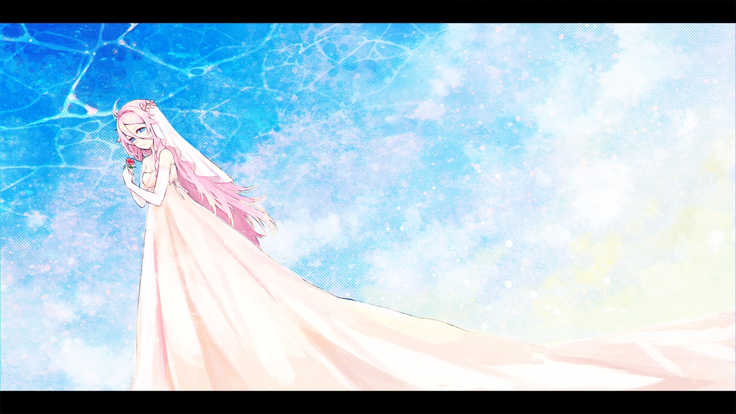 blue_eyes, ia, pink_hair, vocaloid, wedding_attire, zombie_neko