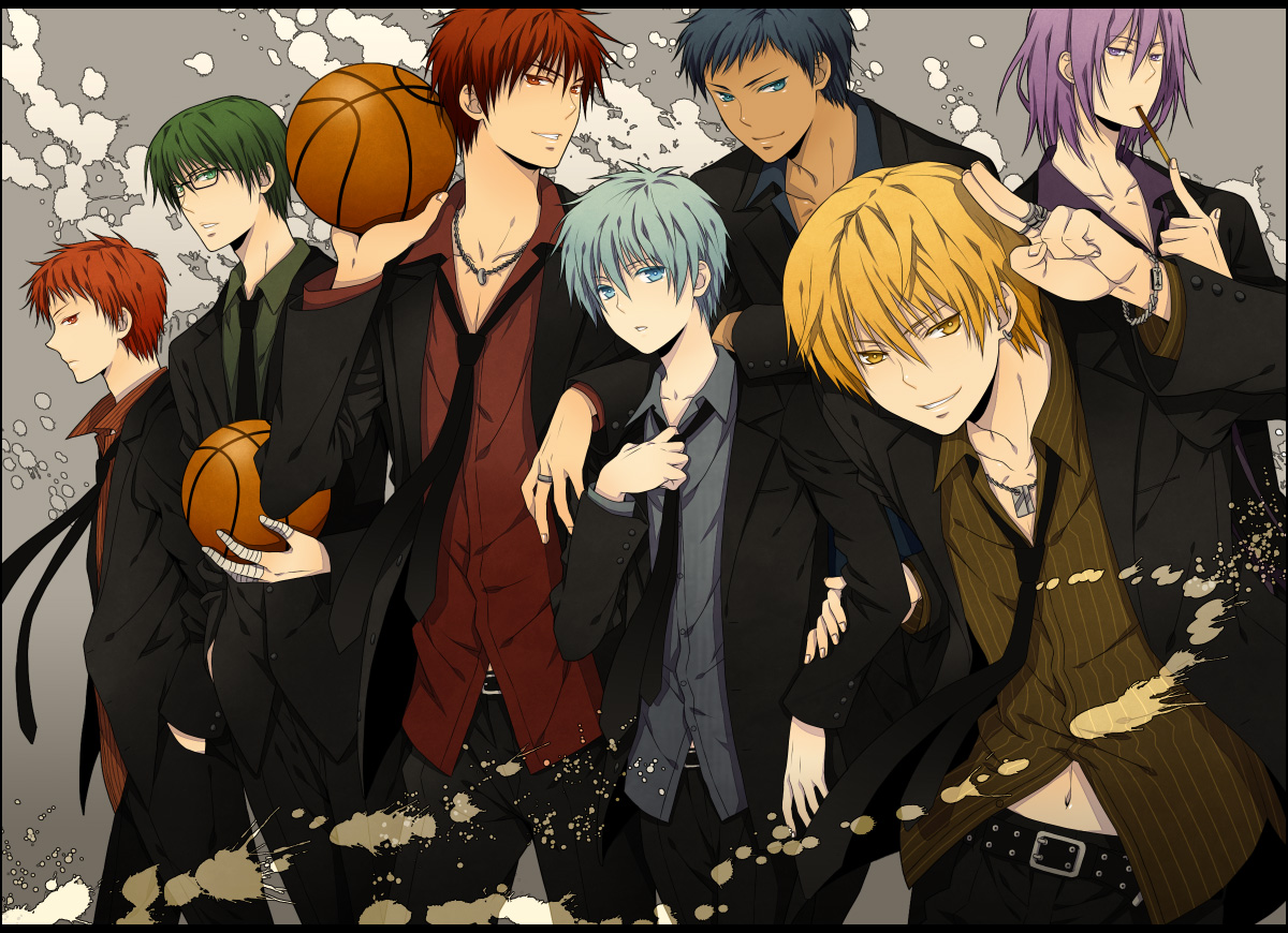 akashi_seijuurou, all_male, aomine_daiki, ball, basketball, blonde_hair, blue_eyes, blue_hair