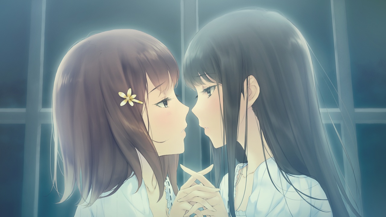 2girls, black_hair, brown_hair, flowers_(game), game_cg, innocent_grey, kousaka_mayuri, shirahane_suou