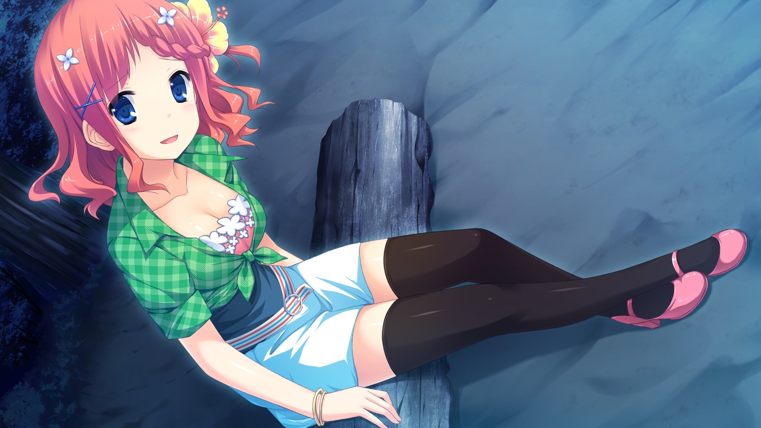 blue_eyes, game_cg, koisuru_natsu_no_last_resort, maki_shiori, mottsun, pulltop, red_hair, thighhighs