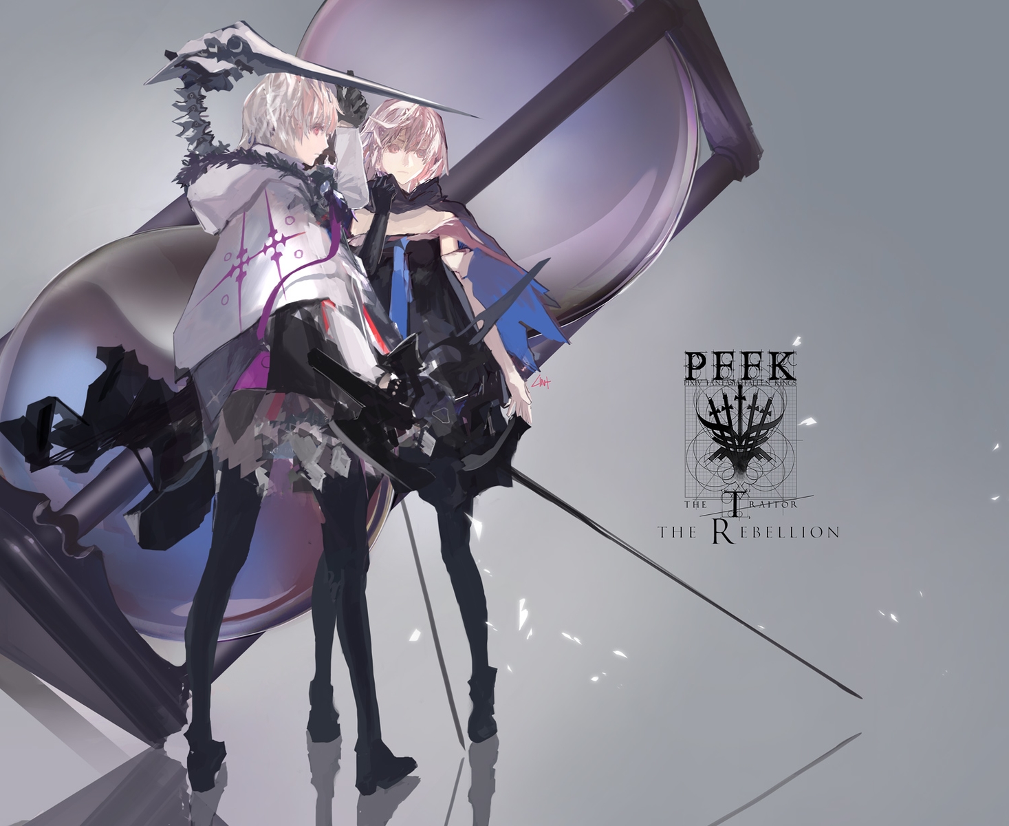berlinetta, gray_hair, lin+, original, paradise_(pffk), pink_eyes, pink_hair, pixiv_fantasia
