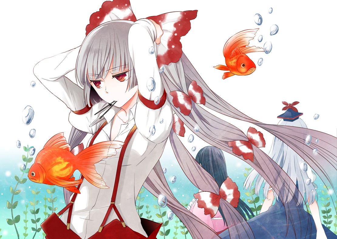 fujiwara_no_mokou, houraisan_kaguya, kamishirasawa_keine, satou_memeko, touhou
