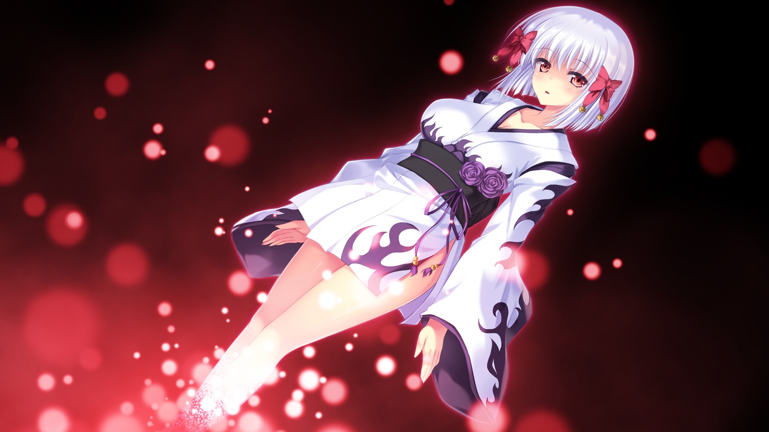 eufonie, game_cg, hibiki_(koiken_otome), japanese_clothes, koiken_otome, koiken_otome_revive, red_eyes, tateha, white_hair, yukata