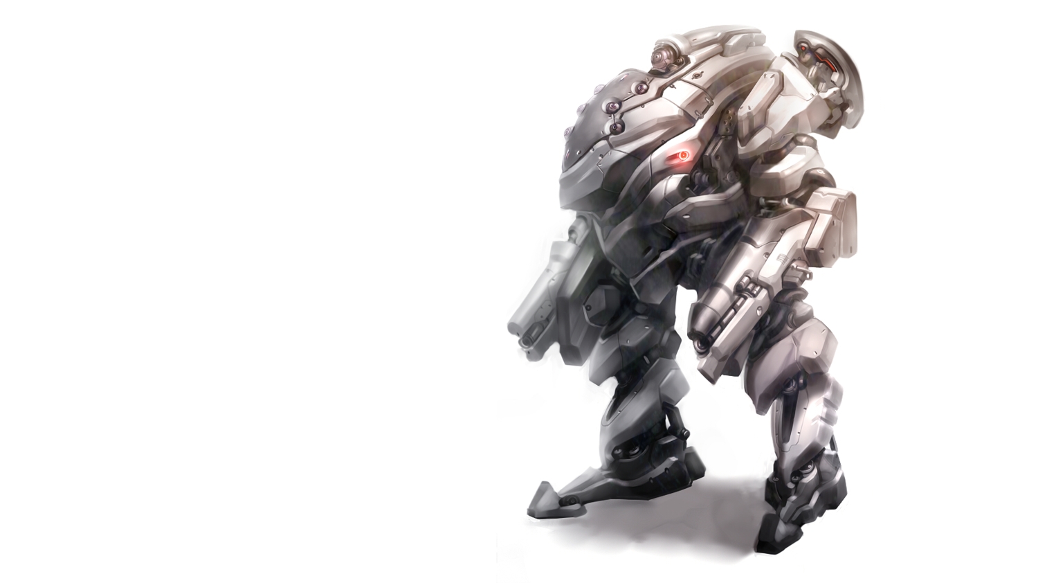 gun, mecha, weapon, white, won_(toufunokado)