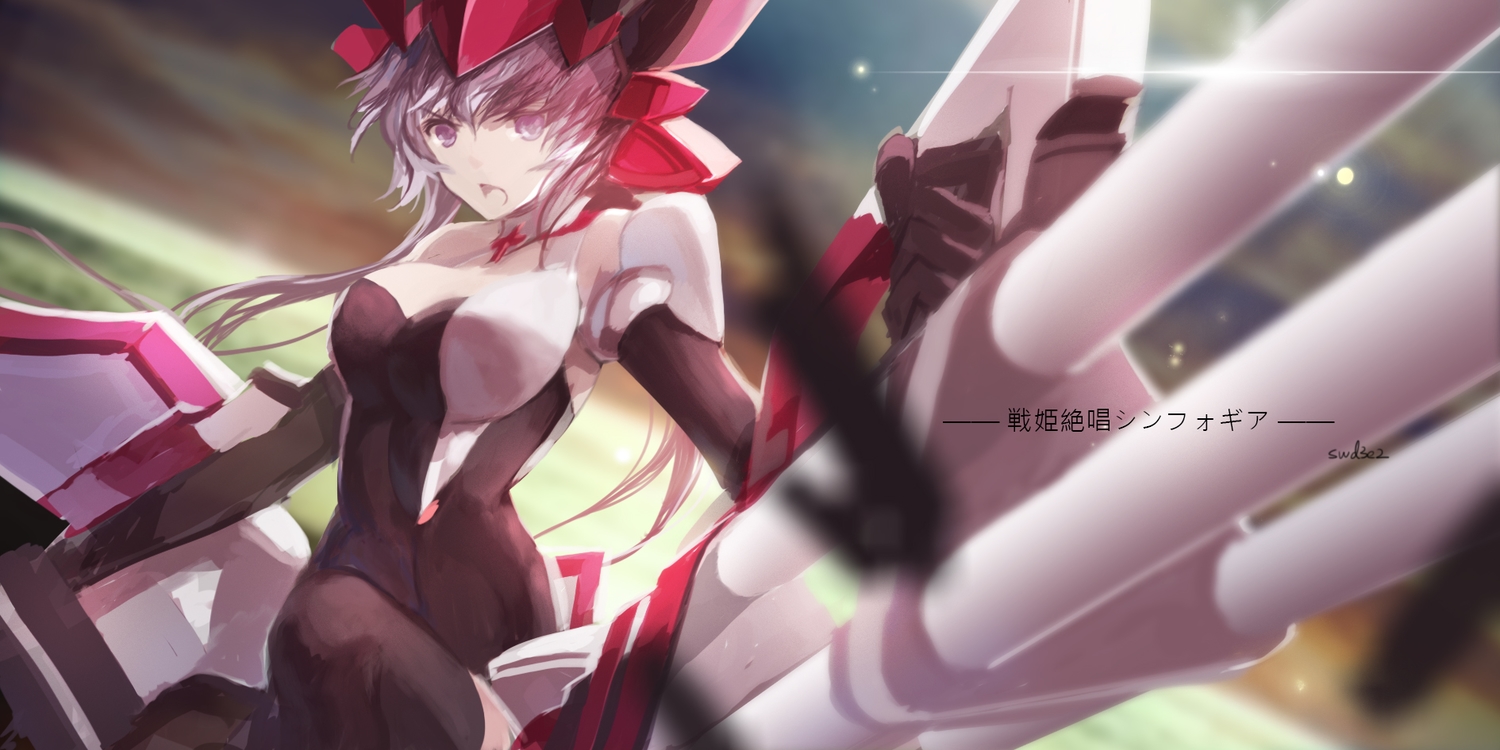 headdress, long_hair, mechagirl, pink_eyes, pink_hair, senki_zesshou_symphogear, signed, swd3e2