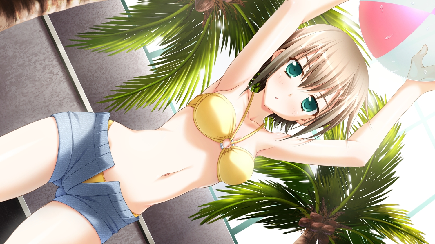 bikini, dp_minase, game_cg, konata_yori_kanata_made_2, navel, shorts, swimsuit, tokiwa_chika