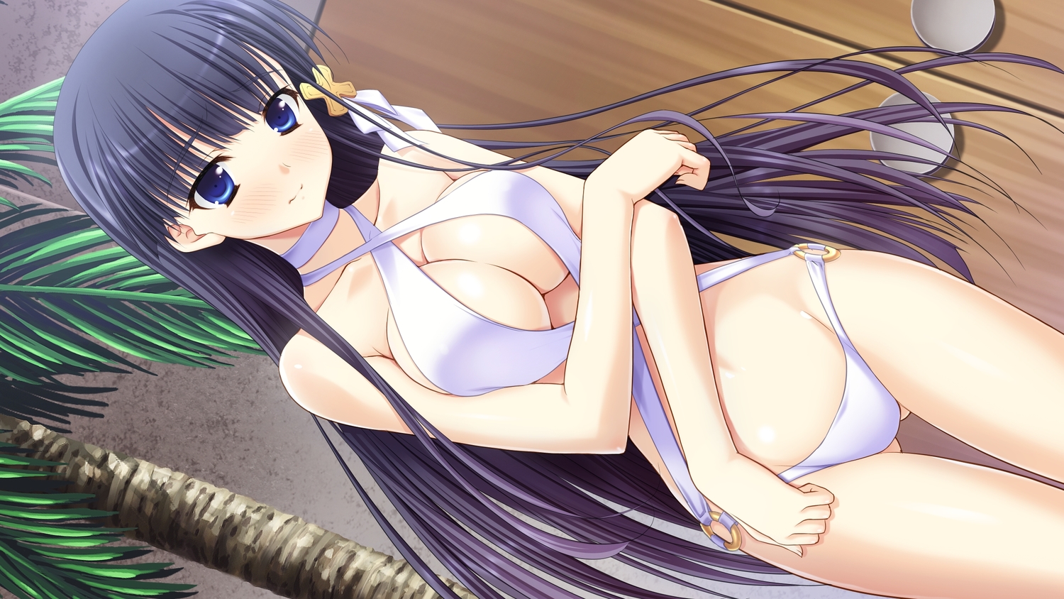black_hair, breasts, cleavage, dp_minase, game_cg, kirisima_saki, konata_yori_kanata_made_2, long_hair