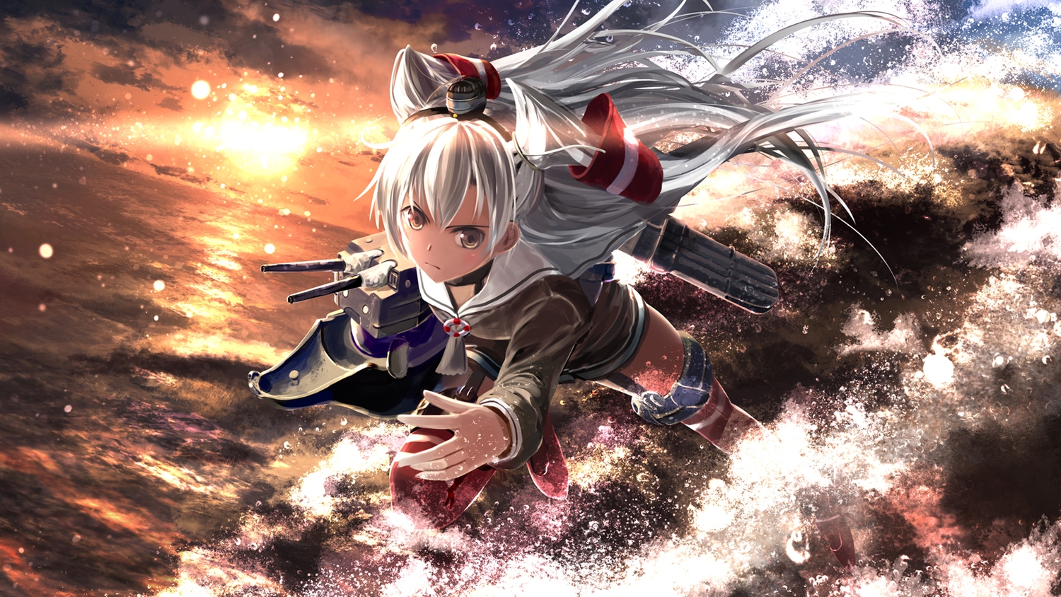 amatsukaze_(kancolle), anthropomorphism, brown_eyes, gray_hair, headband, kantai_collection, kouji_(astral_reverie), long_hair