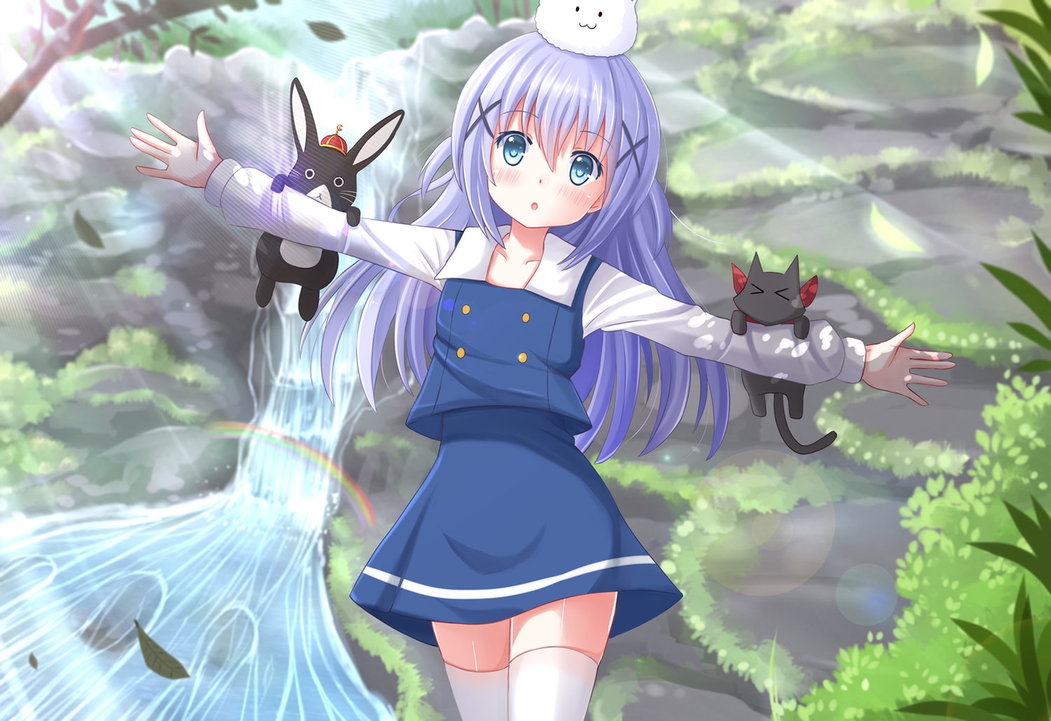 animal, anko_(gochiusa), forest, gochuumon_wa_usagi_desu_ka?, kafuu_chino, kazenokaze, loli, nichijou