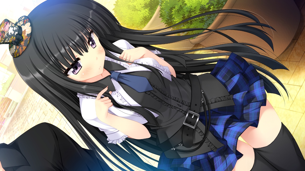 black_hair, eufonie, game_cg, hat, koiken_otome, long_hair, minato_shiho, purple_eyes