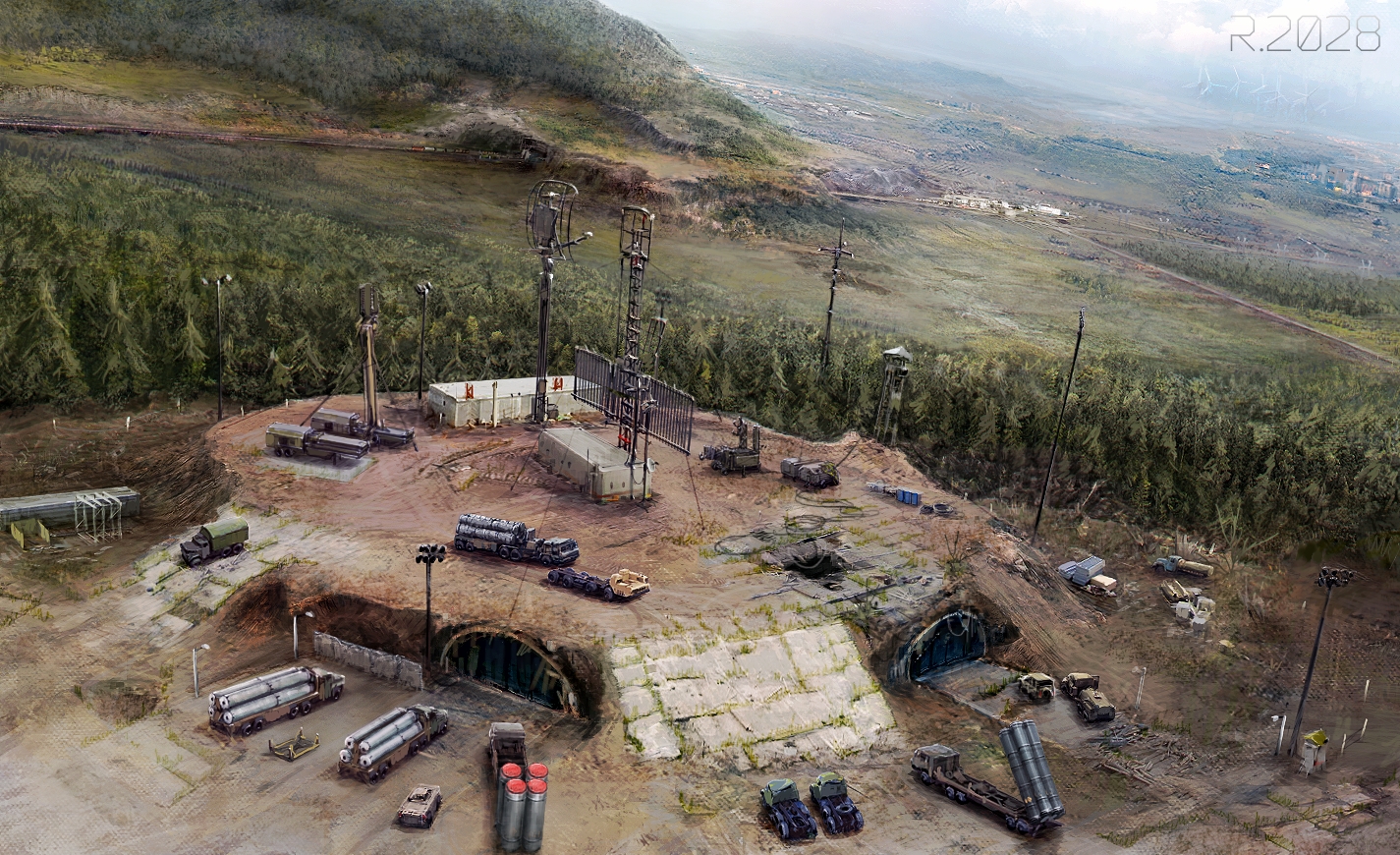 building, car, combat_vehicle, forest, landscape, military, original, scenic