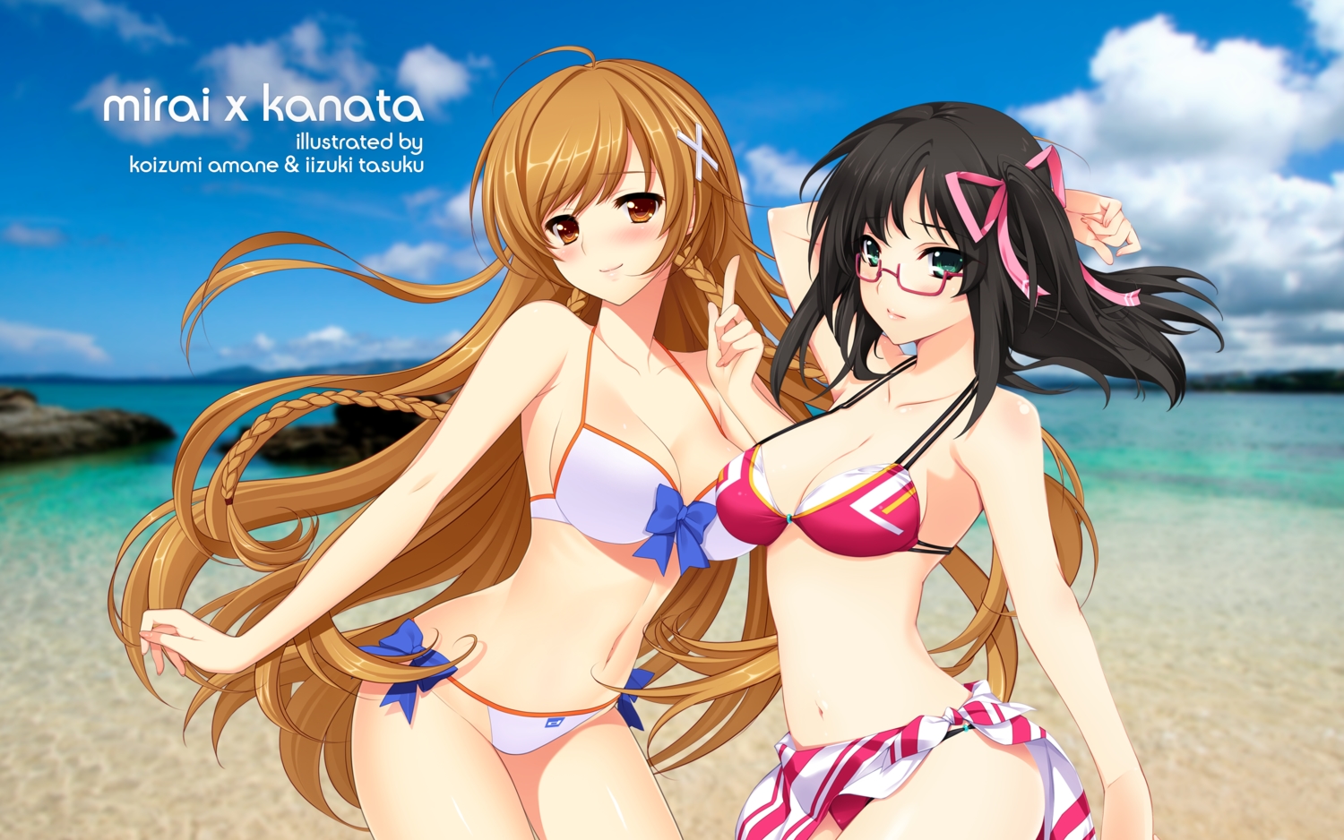 bikini, breasts, cleavage, culture_japan, glasses, hoshikawa_kanata, iizuki_tasuku, koizumi_amane