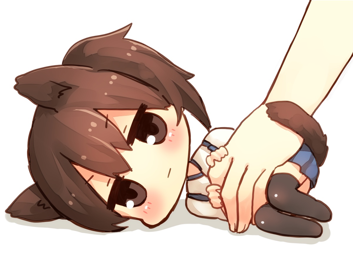 animal_ears, anthropomorphism, catgirl, chibi, kaga_(kancolle), kantai_collection, sad_fuka, tagme, tail