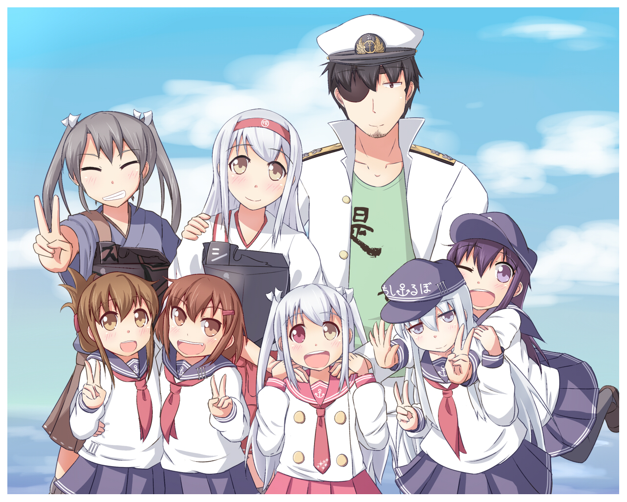 admiral_(kancolle), akatsuki_(kancolle), anthropomorphism, group, hibiki_(kancolle), ikazuchi_(kancolle), inazuma_(kancolle), kantai_collection, loli, male, original, shoukaku_(kancolle), tagme, yukimi_unagi, zuikaku_(kancolle)