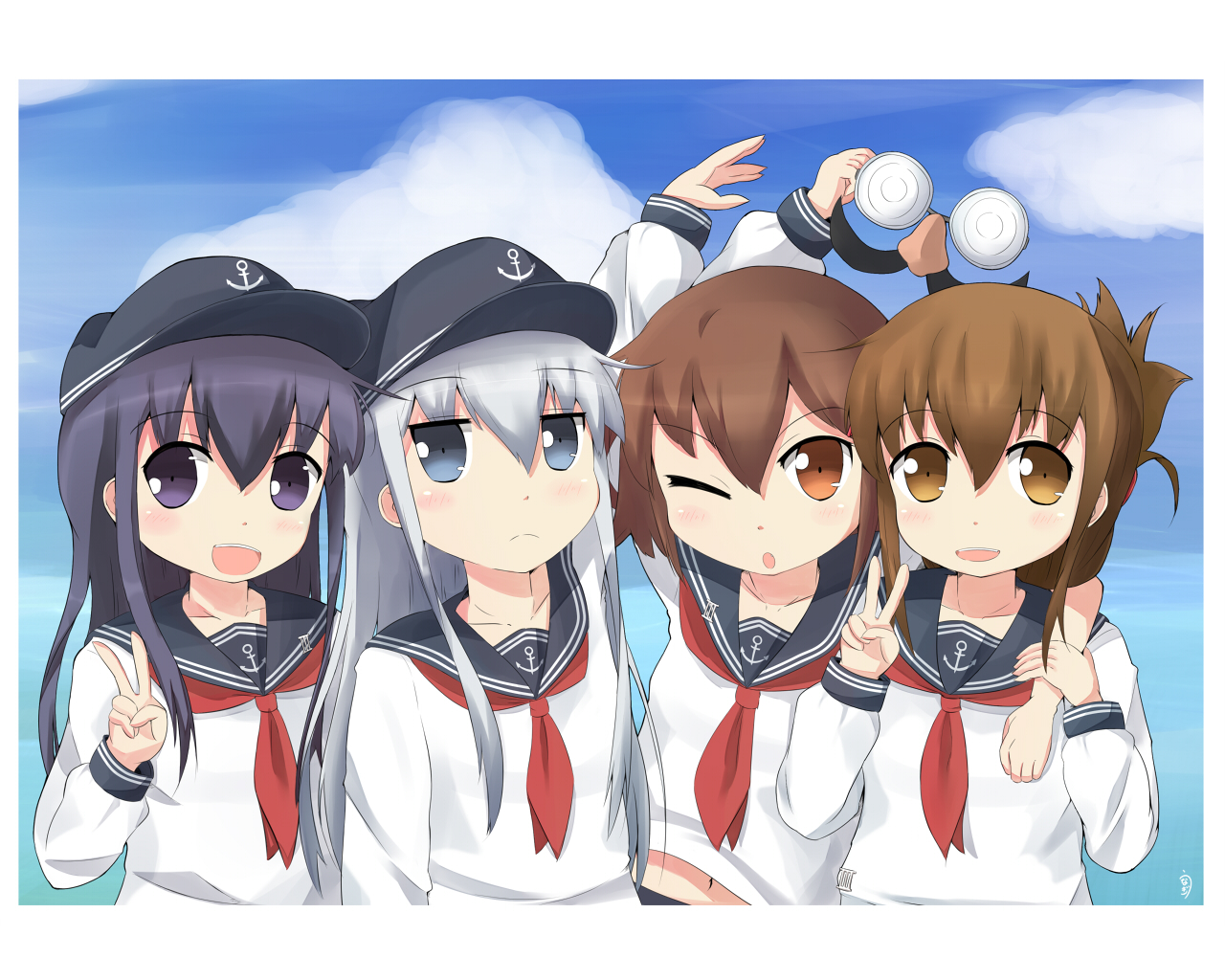 akatsuki_(kancolle), aliasing, anthropomorphism, group, hibiki_(kancolle), ikazuchi_(kancolle), inazuma_(kancolle), kantai_collection