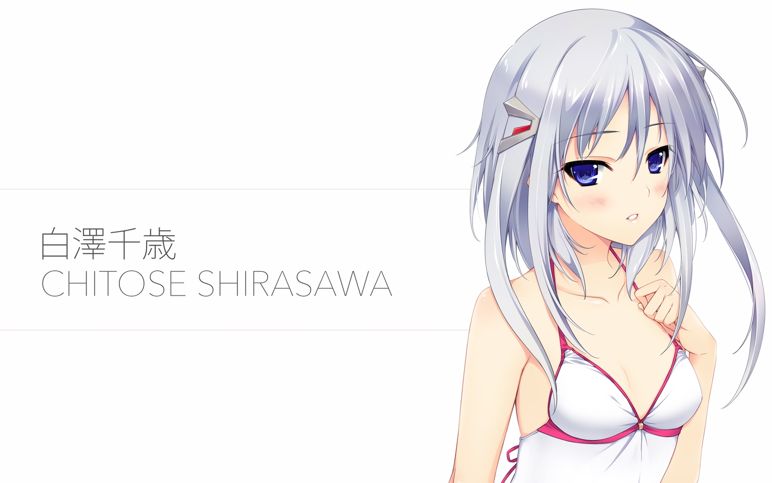 blue_eyes, culture_japan, gray_hair, iizuki_tasuku, shirasawa_chitose, swimsuit, white