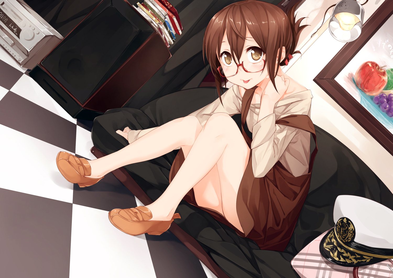anthropomorphism, glasses, inazuma_(kancolle), kantai_collection, pino_(birthdayparty)