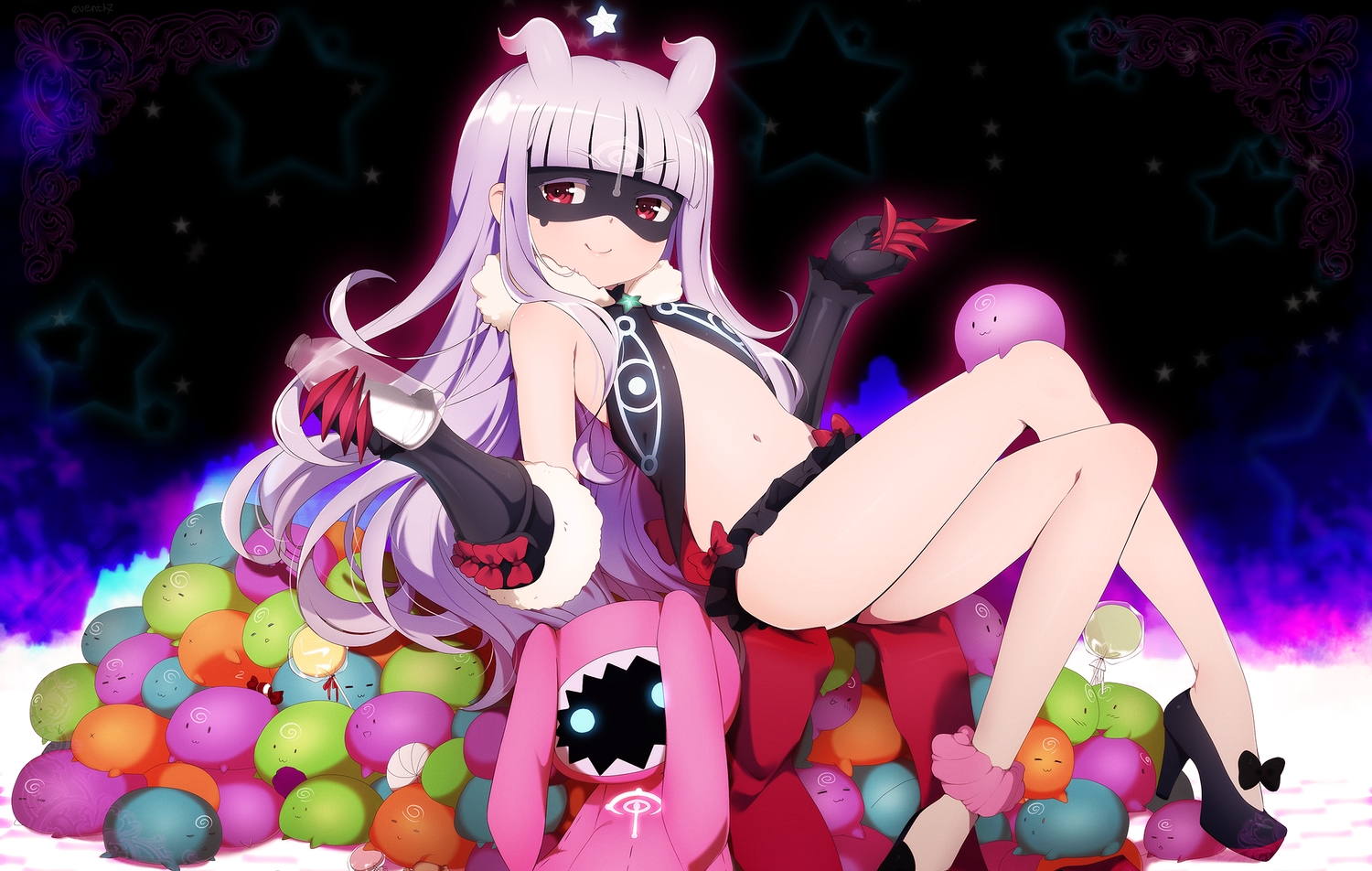 doll, eventh7, hoshimiya_kate, loli, long_hair, mask, purple_hair, red_eyes