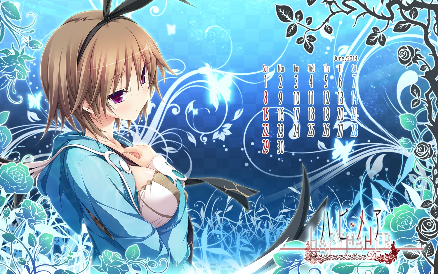 brown_hair, calendar, hapymaher, koku, purple_eyes, purple_software, short_hair, toriumi_yuuko