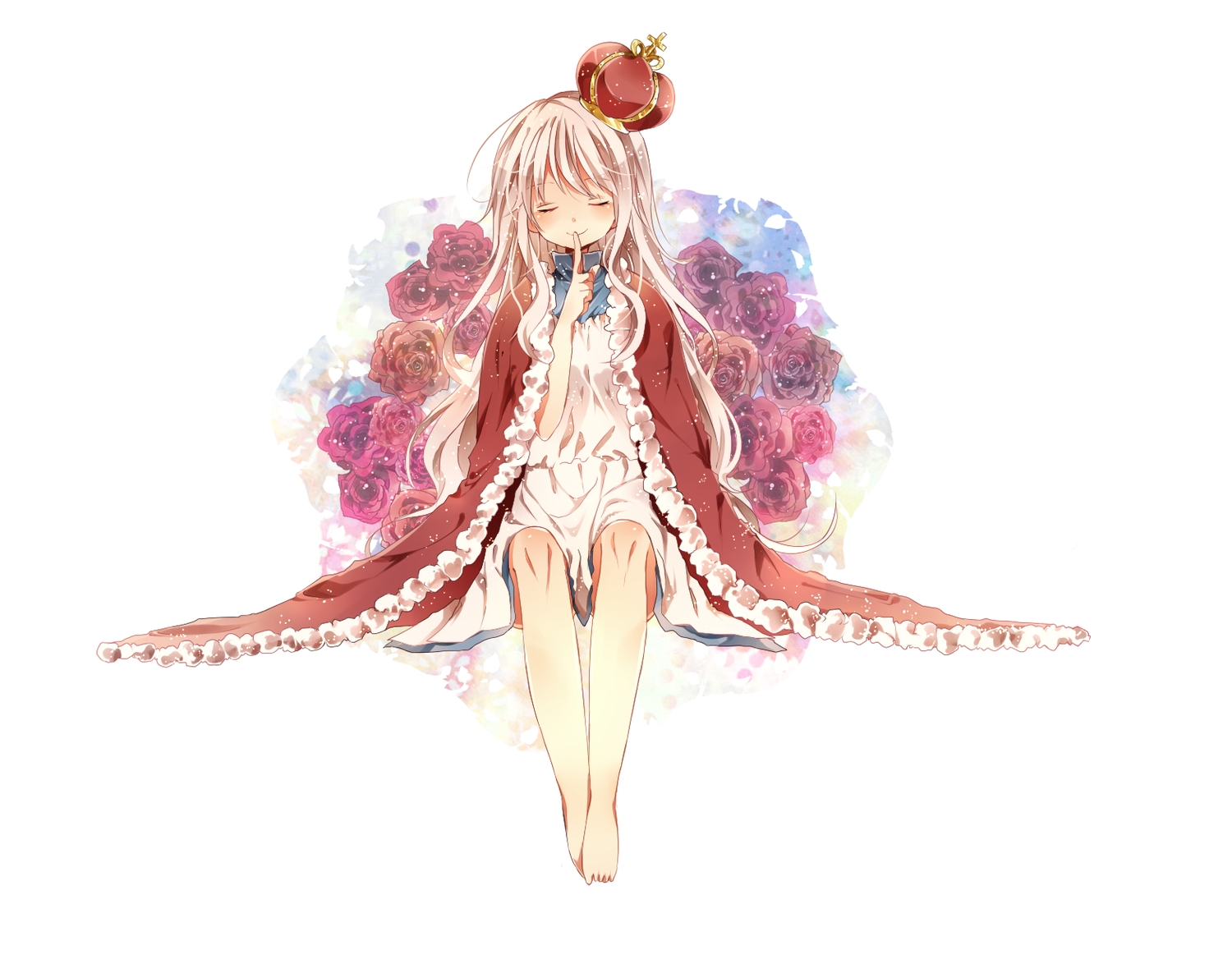 crown, flowers, kagerou_project, kozakura_mary, naoton, rose, white