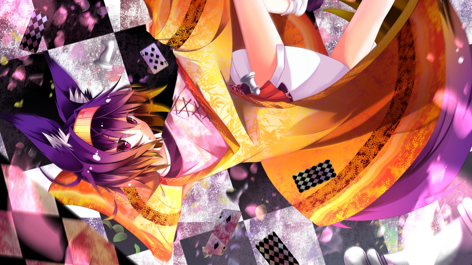 animal_ears, foxgirl, hatsuse_izuna, japanese_clothes, no_game_no_life, ozshia_(shia-ushio), purple_eyes, purple_hair, short_hair