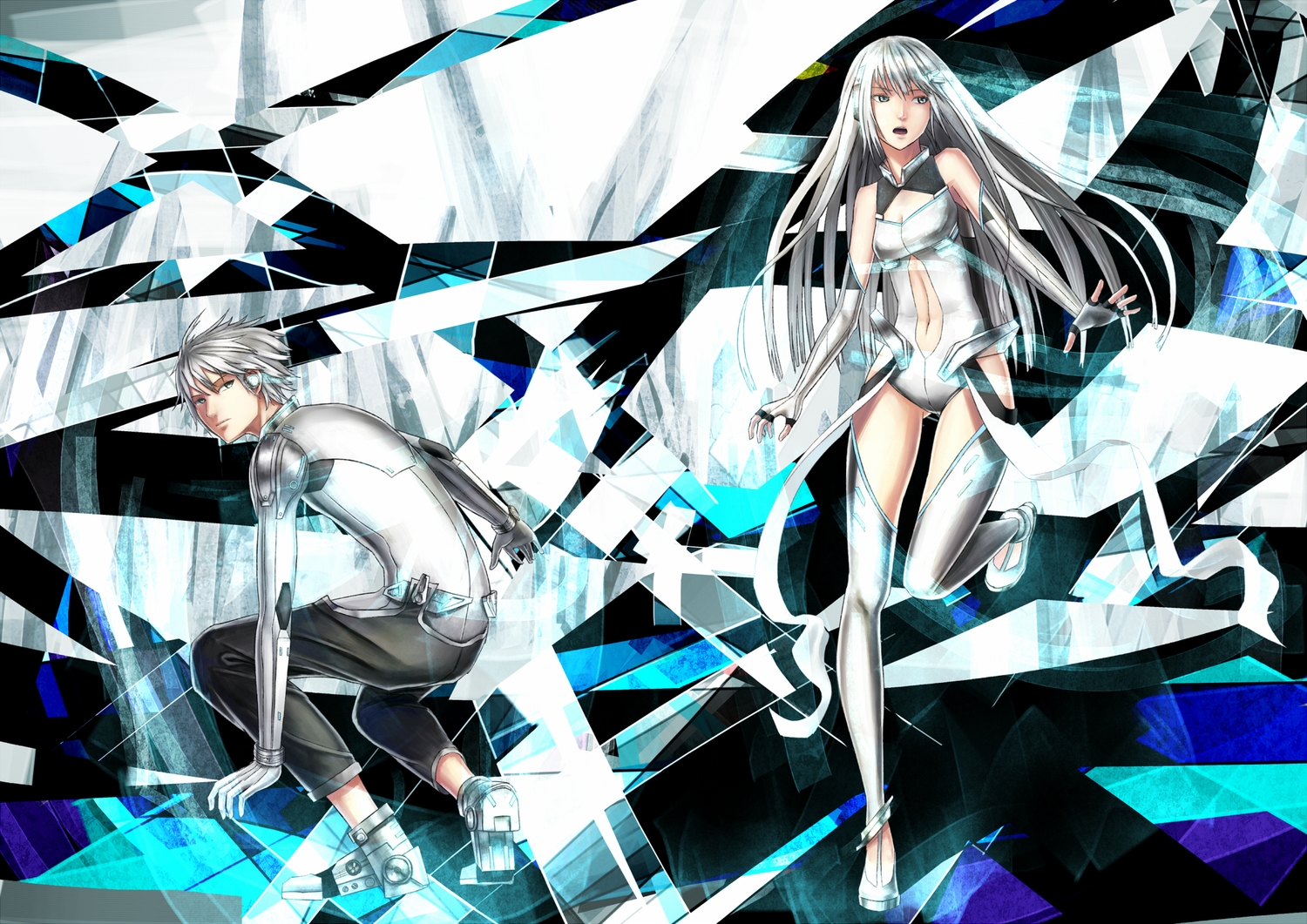 boots, elbow_gloves, gloves, gray_eyes, long_hair, male, menka, navel