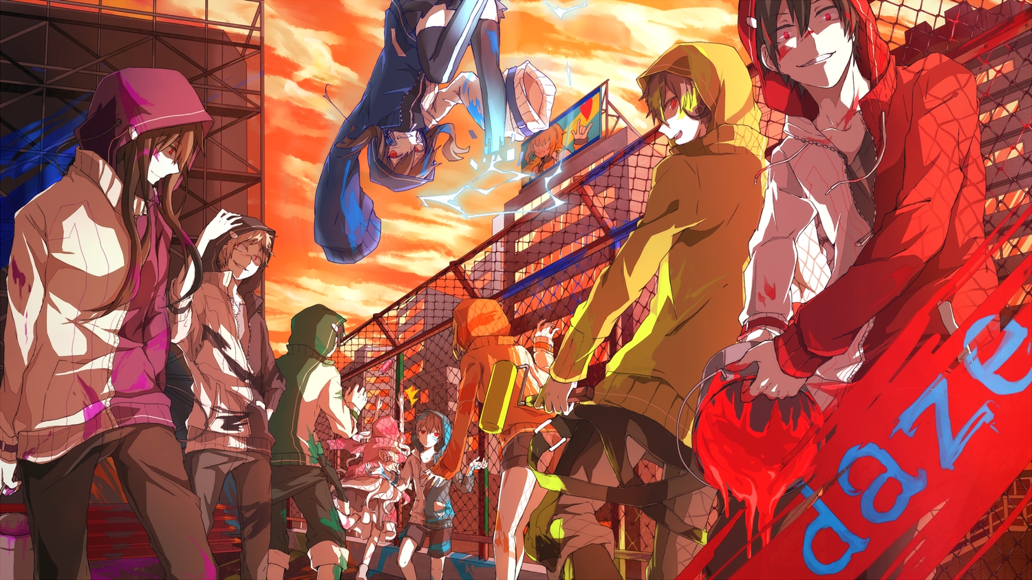 amamiya_hibiya, ene_(kagerou_project), kagerou_project, kano_shuuya, kido_tsubomi, kisaragi_momo, kisaragi_shintaro, konoha_(kagerou_project), kozakura_mary, nano_nanora, red_eyes, seto_kousuke