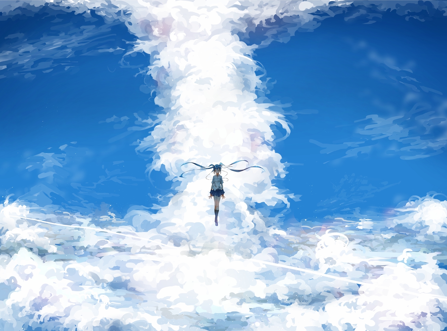 clouds, hatsune_miku, kazu_(honoburo), sky, vocaloid