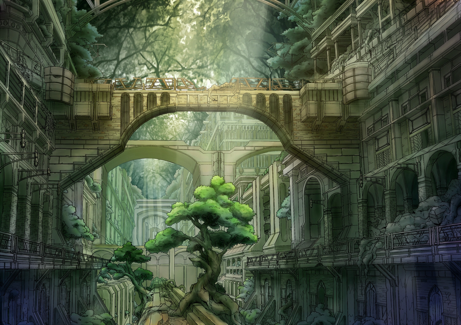 building, no_humans, original, ruins, scenic, sylvia_(sy-l-via), tree