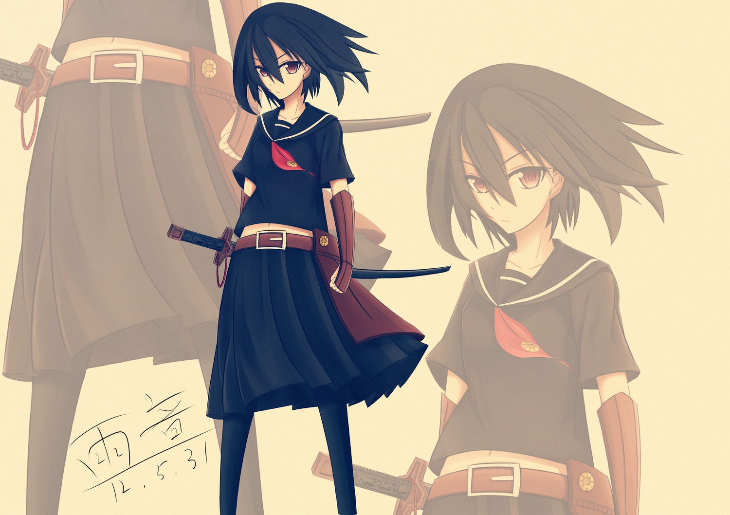 akame_ga_kill!, akioms, kurome_(akame_ga_kill!), signed, zoom_layer