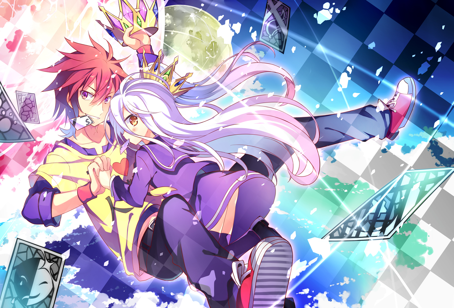 crown, kinoshita_neko, loli, male, no_game_no_life, shiro_(no_game_no_life), sora_(no_game_no_life)