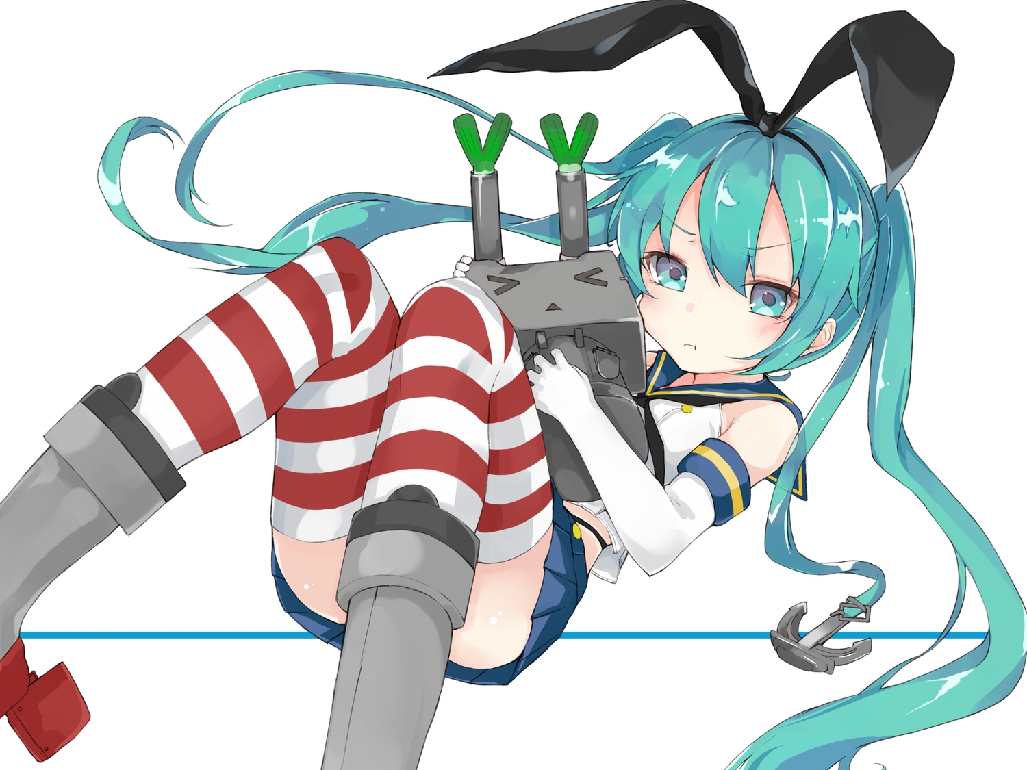 aqua_hair, cosplay, hatsune_miku, kantai_collection, kou_mashiro, long_hair, rensouhou-chan, twintails