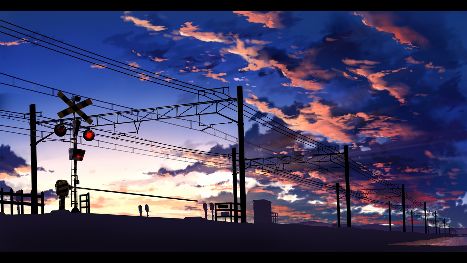 akizuki_rito, clouds, no_humans, original, scenic, sky, sunset