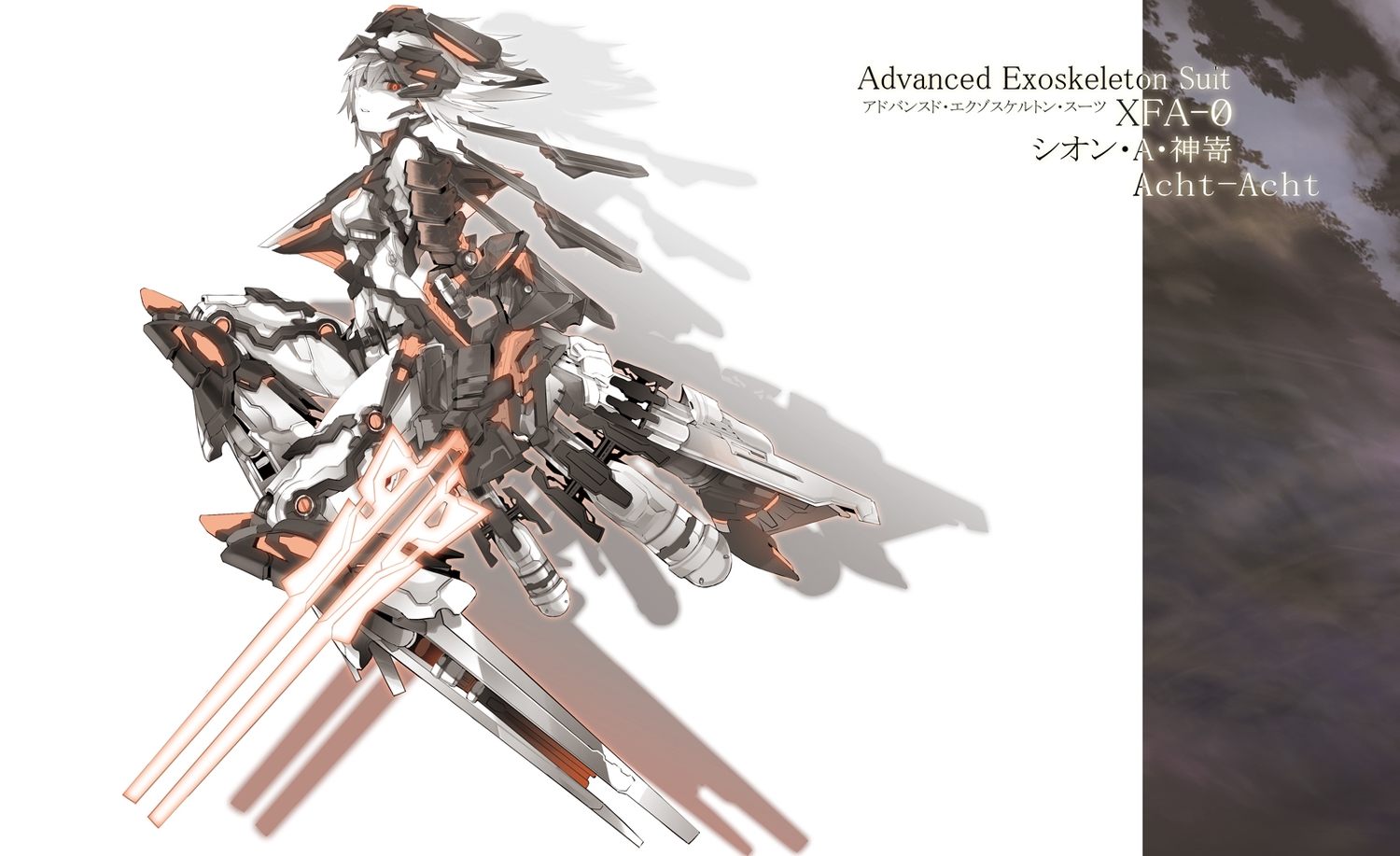 mecha, mechagirl, original, red_eyes, sword, tokiti, weapon, white_hair